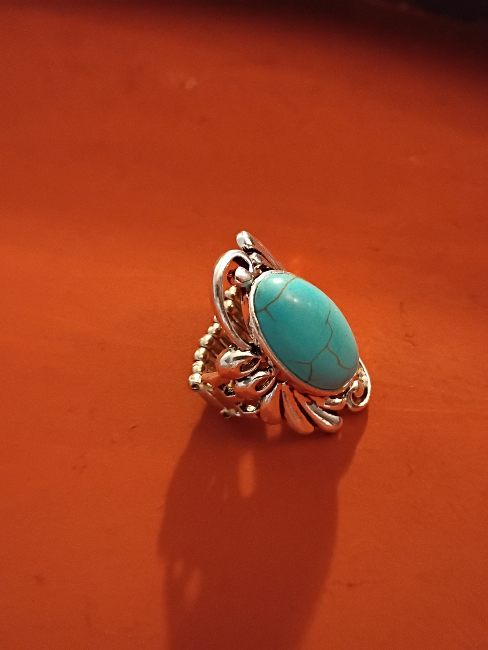 paparazzi Silver-Tone Ring with Turquoise Stone